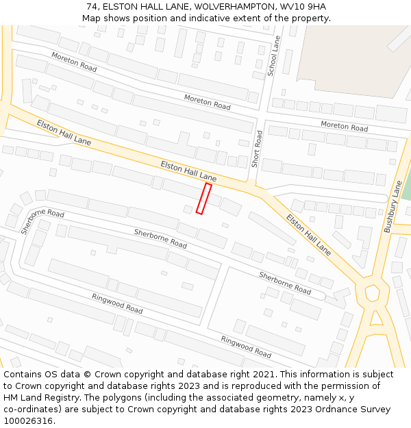74, ELSTON HALL LANE, WOLVERHAMPTON, WV10 9HA: Location map and indicative extent of plot