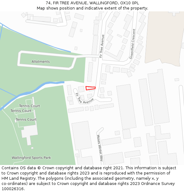 74, FIR TREE AVENUE, WALLINGFORD, OX10 0PL: Location map and indicative extent of plot