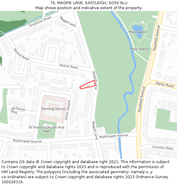 74, MAGPIE LANE, EASTLEIGH, SO50 9LU: Location map and indicative extent of plot