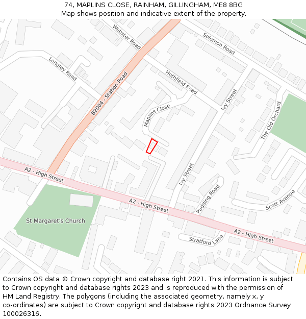 74, MAPLINS CLOSE, RAINHAM, GILLINGHAM, ME8 8BG: Location map and indicative extent of plot