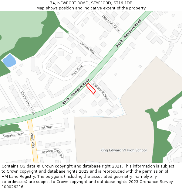 74, NEWPORT ROAD, STAFFORD, ST16 1DB: Location map and indicative extent of plot
