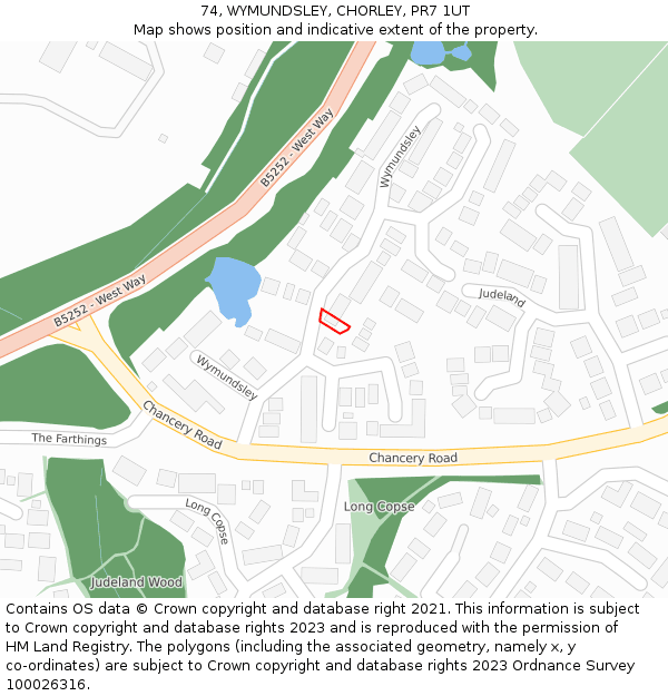 74, WYMUNDSLEY, CHORLEY, PR7 1UT: Location map and indicative extent of plot