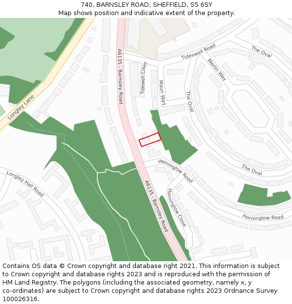 740, BARNSLEY ROAD, SHEFFIELD, S5 6SY: Location map and indicative extent of plot