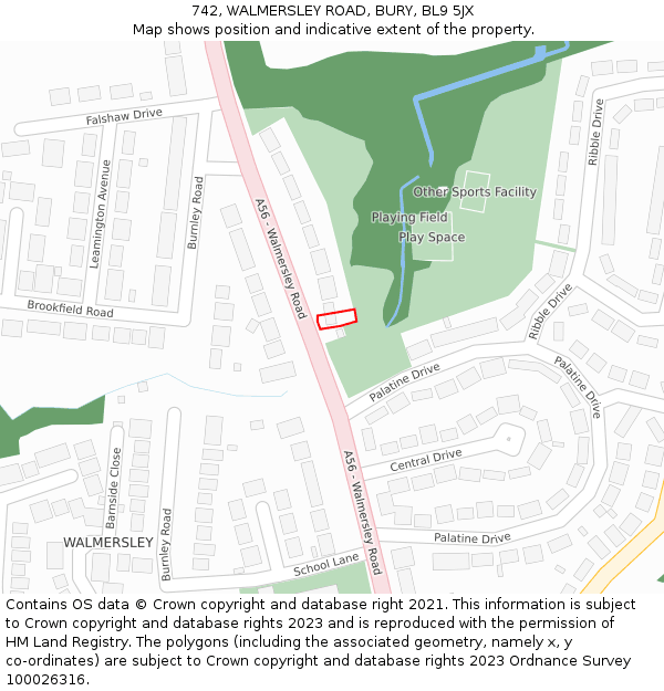 742, WALMERSLEY ROAD, BURY, BL9 5JX: Location map and indicative extent of plot