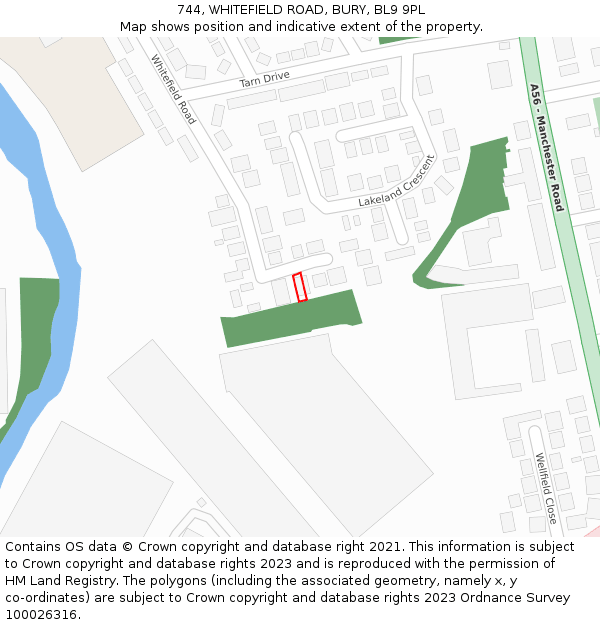 744, WHITEFIELD ROAD, BURY, BL9 9PL: Location map and indicative extent of plot