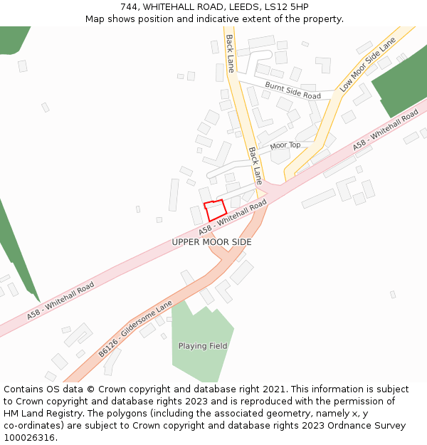 744, WHITEHALL ROAD, LEEDS, LS12 5HP: Location map and indicative extent of plot