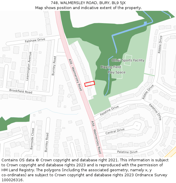 748, WALMERSLEY ROAD, BURY, BL9 5JX: Location map and indicative extent of plot