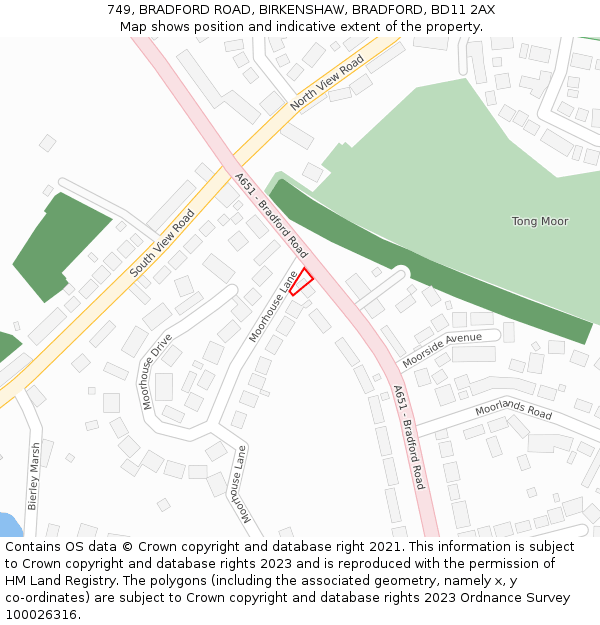 749, BRADFORD ROAD, BIRKENSHAW, BRADFORD, BD11 2AX: Location map and indicative extent of plot