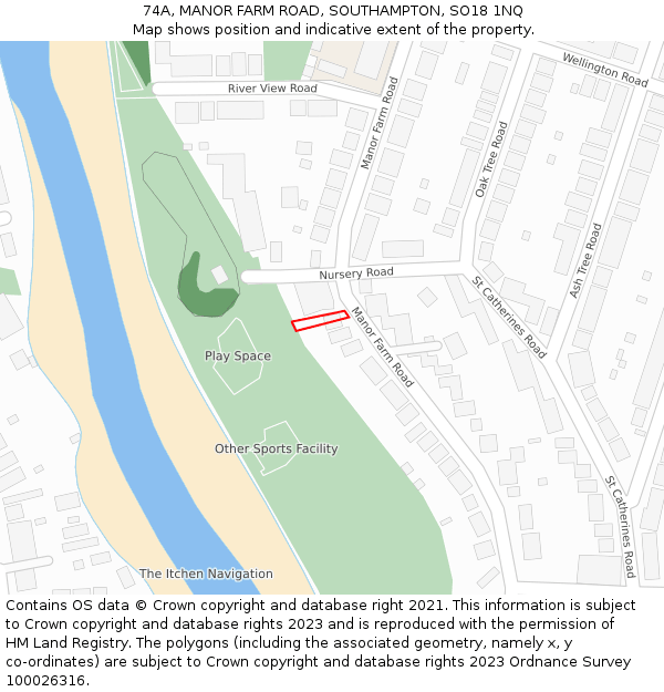 74A, MANOR FARM ROAD, SOUTHAMPTON, SO18 1NQ: Location map and indicative extent of plot