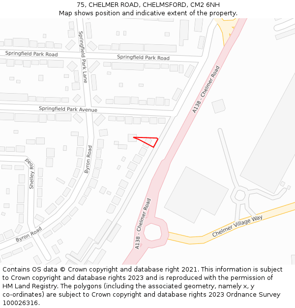 75, CHELMER ROAD, CHELMSFORD, CM2 6NH: Location map and indicative extent of plot