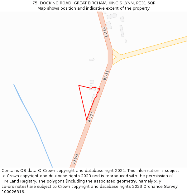 75, DOCKING ROAD, GREAT BIRCHAM, KING'S LYNN, PE31 6QP: Location map and indicative extent of plot