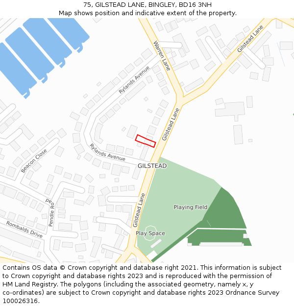 75, GILSTEAD LANE, BINGLEY, BD16 3NH: Location map and indicative extent of plot