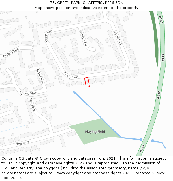 75, GREEN PARK, CHATTERIS, PE16 6DN: Location map and indicative extent of plot