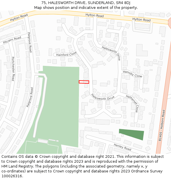 75, HALESWORTH DRIVE, SUNDERLAND, SR4 8DJ: Location map and indicative extent of plot