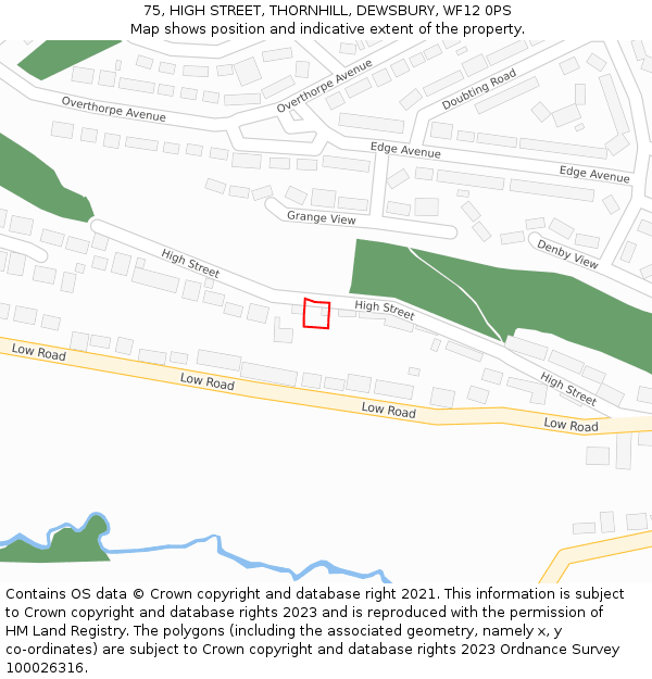 75, HIGH STREET, THORNHILL, DEWSBURY, WF12 0PS: Location map and indicative extent of plot