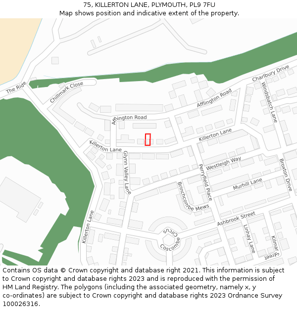 75, KILLERTON LANE, PLYMOUTH, PL9 7FU: Location map and indicative extent of plot
