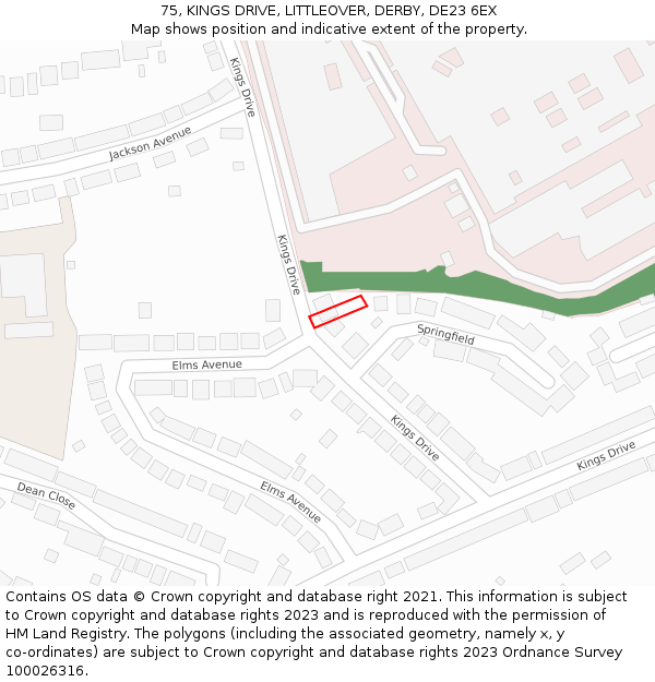 75, KINGS DRIVE, LITTLEOVER, DERBY, DE23 6EX: Location map and indicative extent of plot