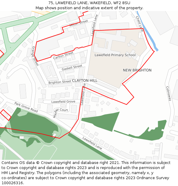 75, LAWEFIELD LANE, WAKEFIELD, WF2 8SU: Location map and indicative extent of plot