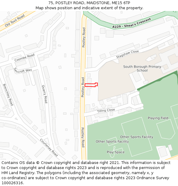 75, POSTLEY ROAD, MAIDSTONE, ME15 6TP: Location map and indicative extent of plot