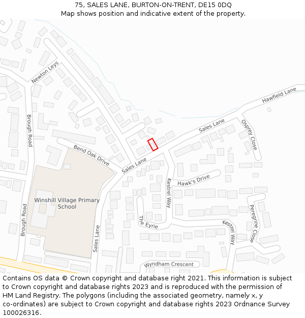 75, SALES LANE, BURTON-ON-TRENT, DE15 0DQ: Location map and indicative extent of plot