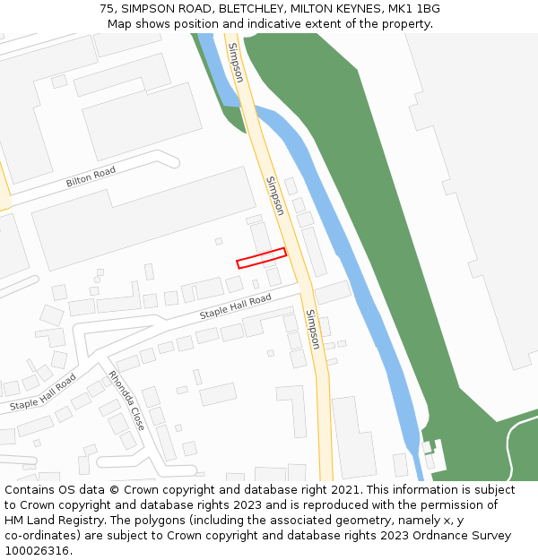 75, SIMPSON ROAD, BLETCHLEY, MILTON KEYNES, MK1 1BG: Location map and indicative extent of plot
