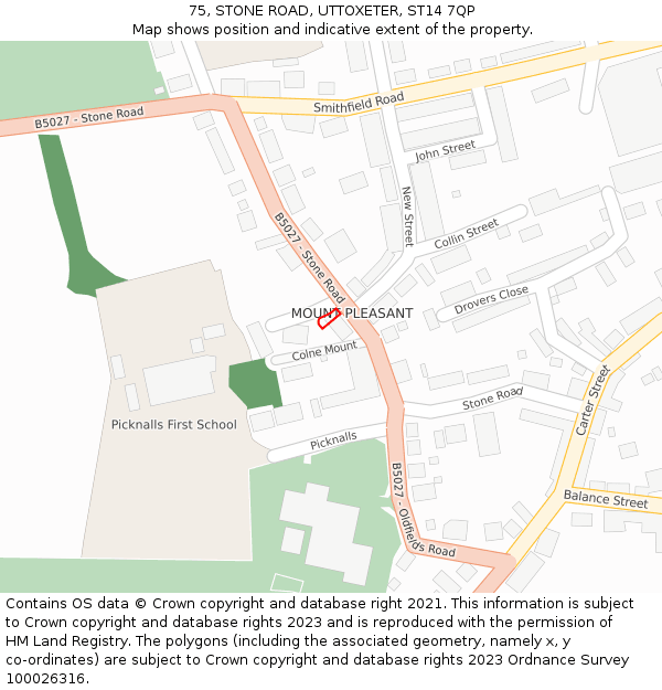 75, STONE ROAD, UTTOXETER, ST14 7QP: Location map and indicative extent of plot