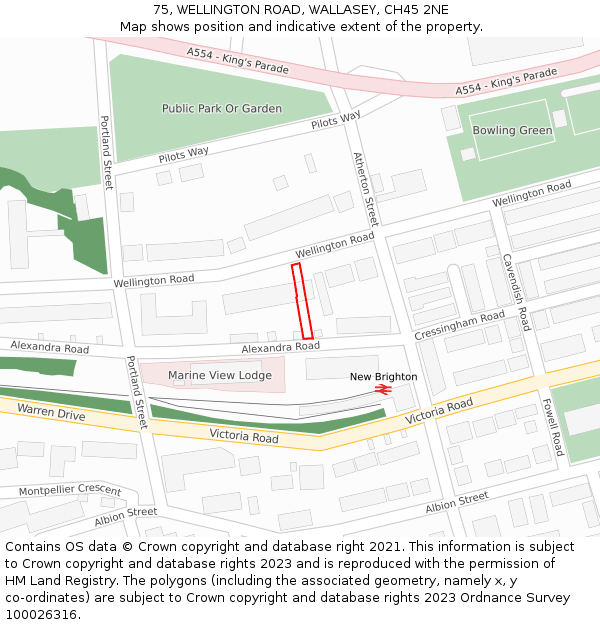75, WELLINGTON ROAD, WALLASEY, CH45 2NE: Location map and indicative extent of plot