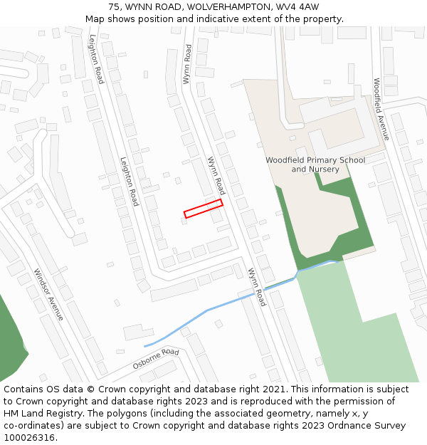 75, WYNN ROAD, WOLVERHAMPTON, WV4 4AW: Location map and indicative extent of plot