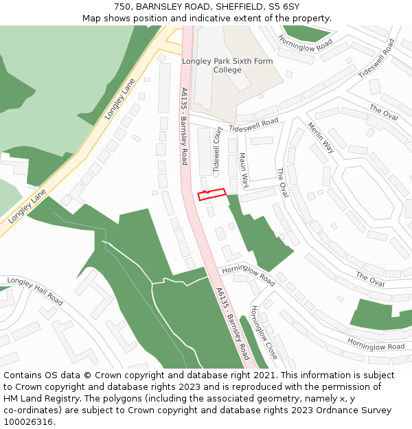 750, BARNSLEY ROAD, SHEFFIELD, S5 6SY: Location map and indicative extent of plot