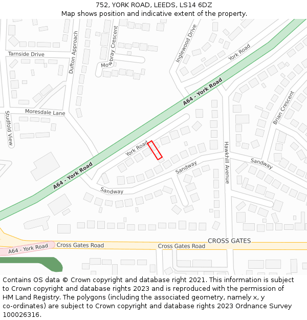 752, YORK ROAD, LEEDS, LS14 6DZ: Location map and indicative extent of plot