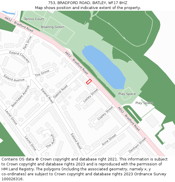 753, BRADFORD ROAD, BATLEY, WF17 8HZ: Location map and indicative extent of plot