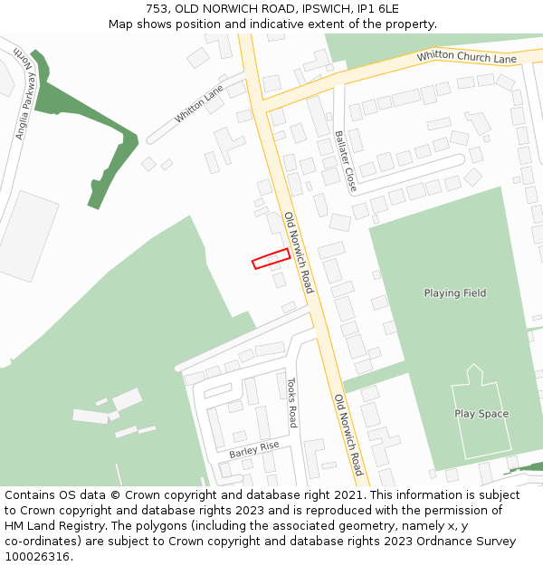 753, OLD NORWICH ROAD, IPSWICH, IP1 6LE: Location map and indicative extent of plot