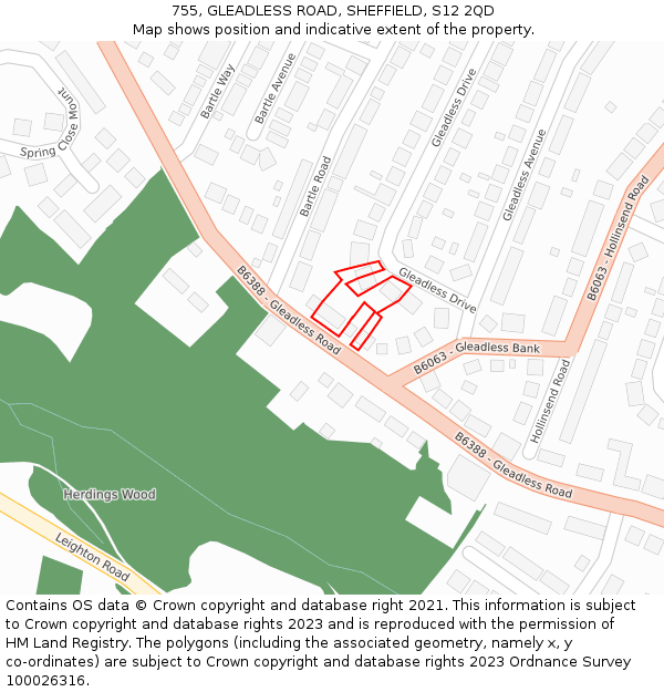 755, GLEADLESS ROAD, SHEFFIELD, S12 2QD: Location map and indicative extent of plot