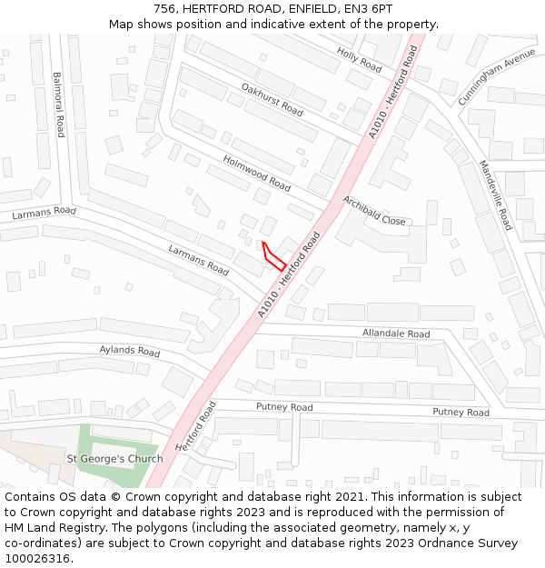 756, HERTFORD ROAD, ENFIELD, EN3 6PT: Location map and indicative extent of plot