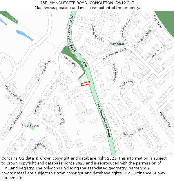 75E, MANCHESTER ROAD, CONGLETON, CW12 2HT: Location map and indicative extent of plot
