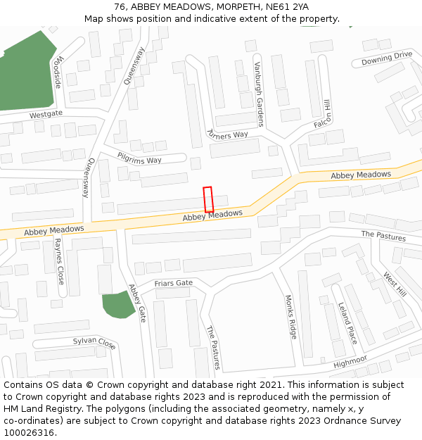 76, ABBEY MEADOWS, MORPETH, NE61 2YA: Location map and indicative extent of plot