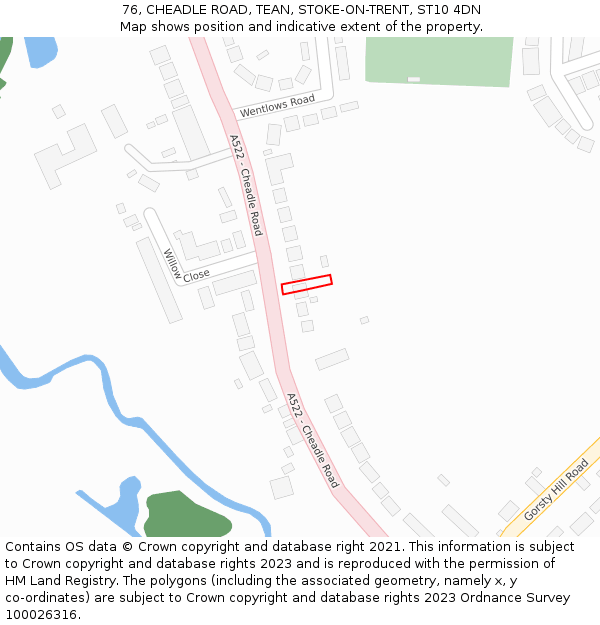 76, CHEADLE ROAD, TEAN, STOKE-ON-TRENT, ST10 4DN: Location map and indicative extent of plot