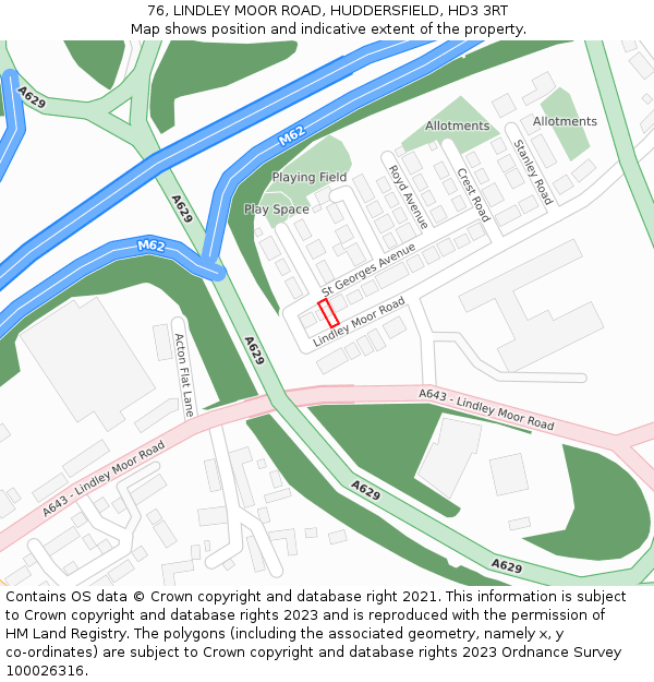 76, LINDLEY MOOR ROAD, HUDDERSFIELD, HD3 3RT: Location map and indicative extent of plot