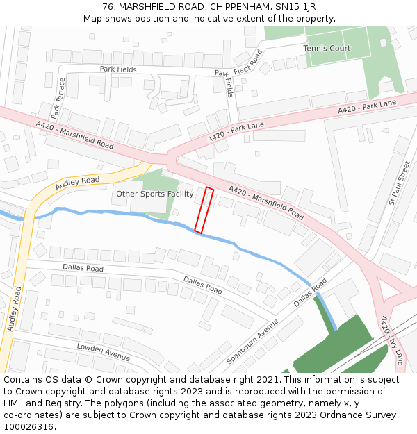 76, MARSHFIELD ROAD, CHIPPENHAM, SN15 1JR: Location map and indicative extent of plot
