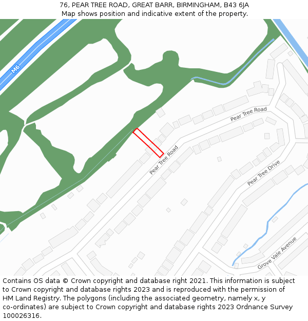 76, PEAR TREE ROAD, GREAT BARR, BIRMINGHAM, B43 6JA: Location map and indicative extent of plot