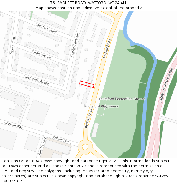 76, RADLETT ROAD, WATFORD, WD24 4LL: Location map and indicative extent of plot