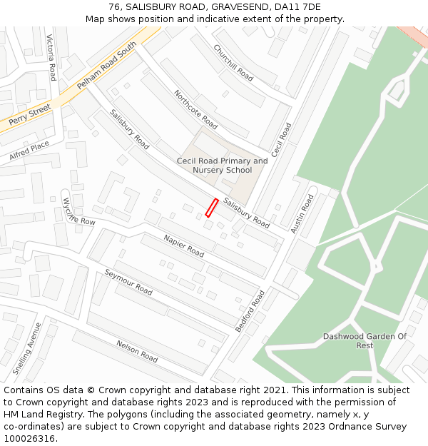 76, SALISBURY ROAD, GRAVESEND, DA11 7DE: Location map and indicative extent of plot