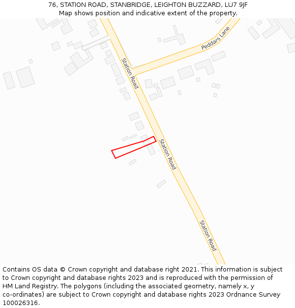 76, STATION ROAD, STANBRIDGE, LEIGHTON BUZZARD, LU7 9JF: Location map and indicative extent of plot