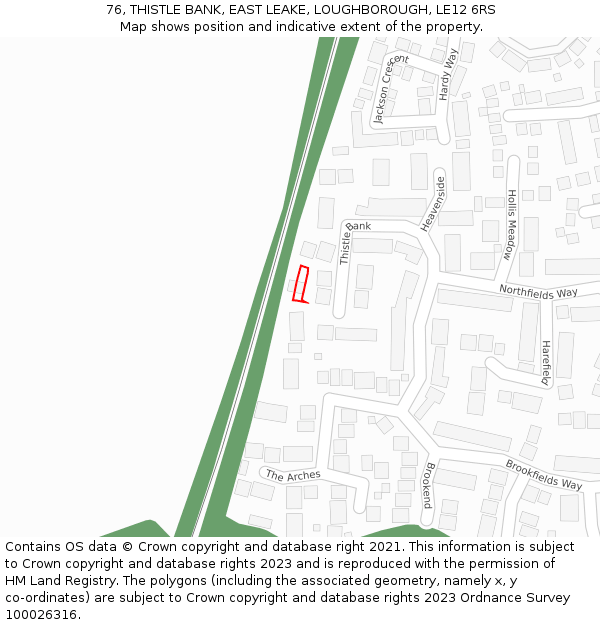 76, THISTLE BANK, EAST LEAKE, LOUGHBOROUGH, LE12 6RS: Location map and indicative extent of plot