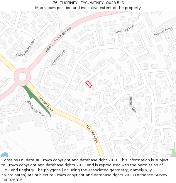 76, THORNEY LEYS, WITNEY, OX28 5LS: Location map and indicative extent of plot