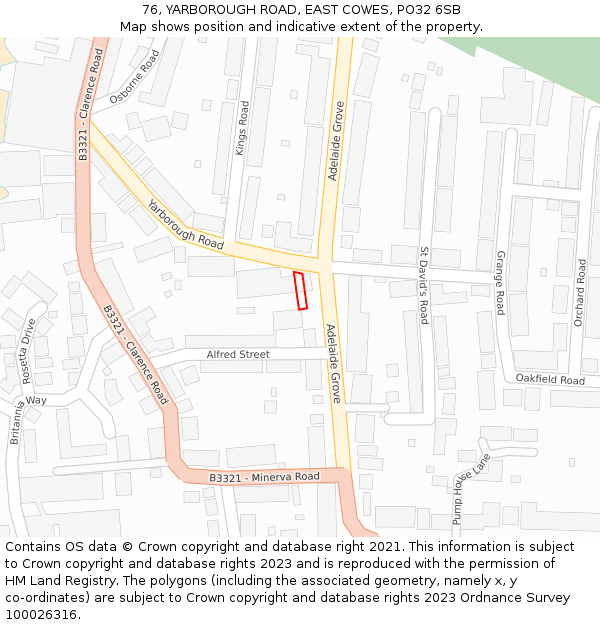 76, YARBOROUGH ROAD, EAST COWES, PO32 6SB: Location map and indicative extent of plot