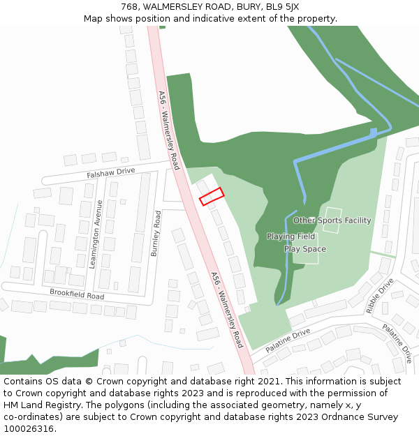 768, WALMERSLEY ROAD, BURY, BL9 5JX: Location map and indicative extent of plot