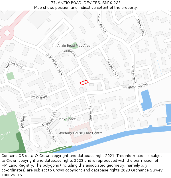 77, ANZIO ROAD, DEVIZES, SN10 2GF: Location map and indicative extent of plot