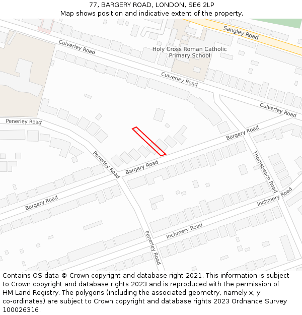 77, BARGERY ROAD, LONDON, SE6 2LP: Location map and indicative extent of plot