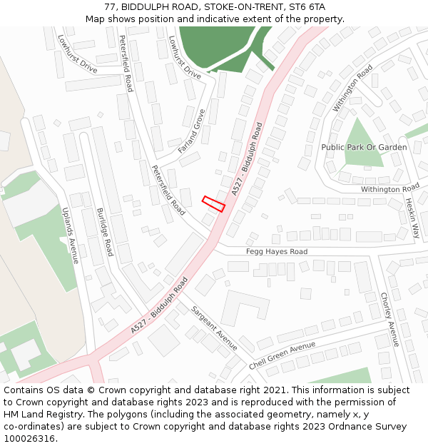 77, BIDDULPH ROAD, STOKE-ON-TRENT, ST6 6TA: Location map and indicative extent of plot
